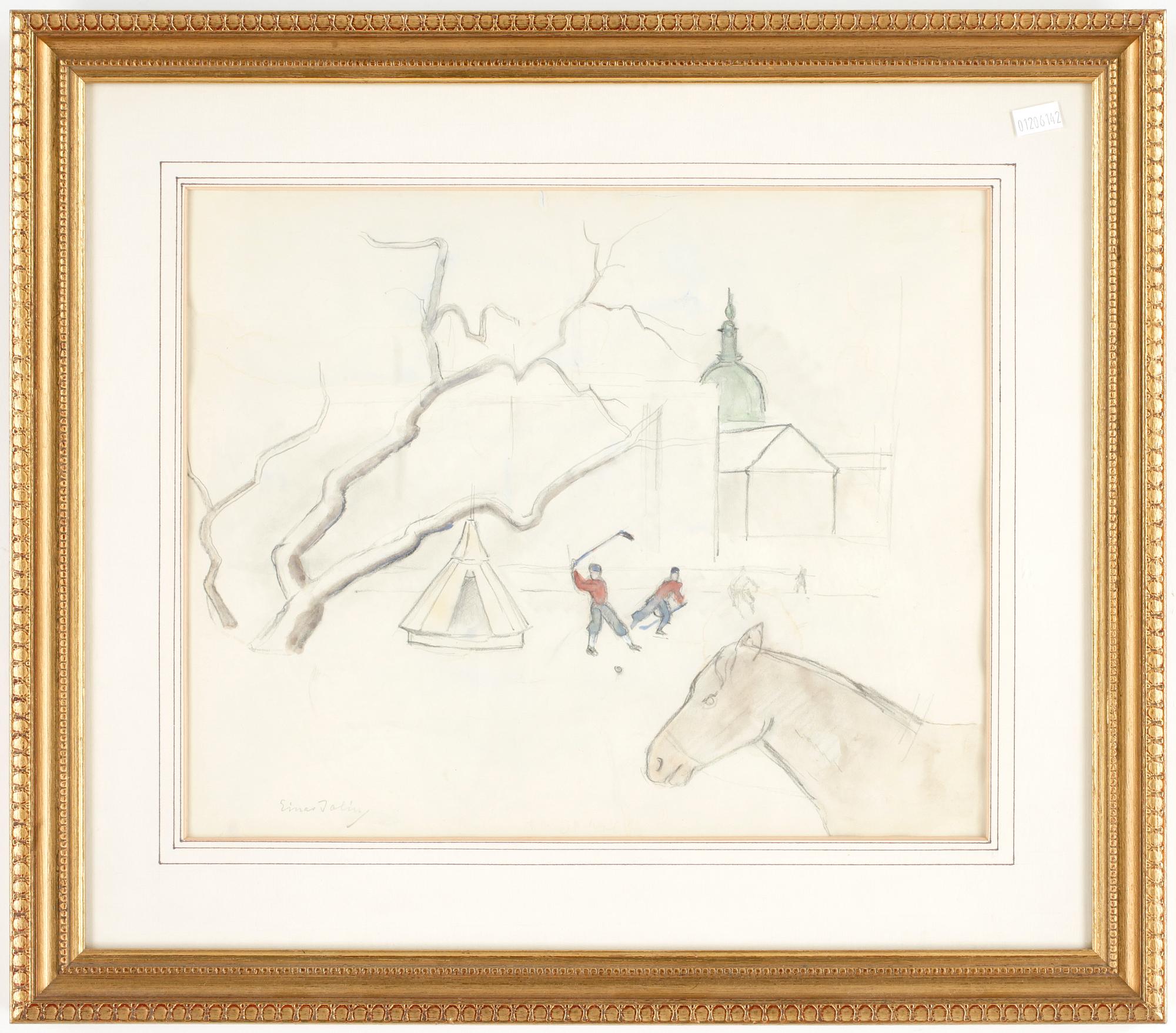 EINAR JOLIN, 2st, blandteknik på papper,  sign.