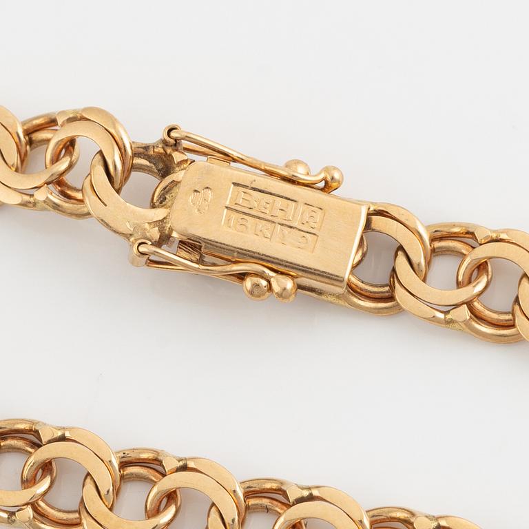 Halscollier och armband, 18K guld, bismarcklänk.