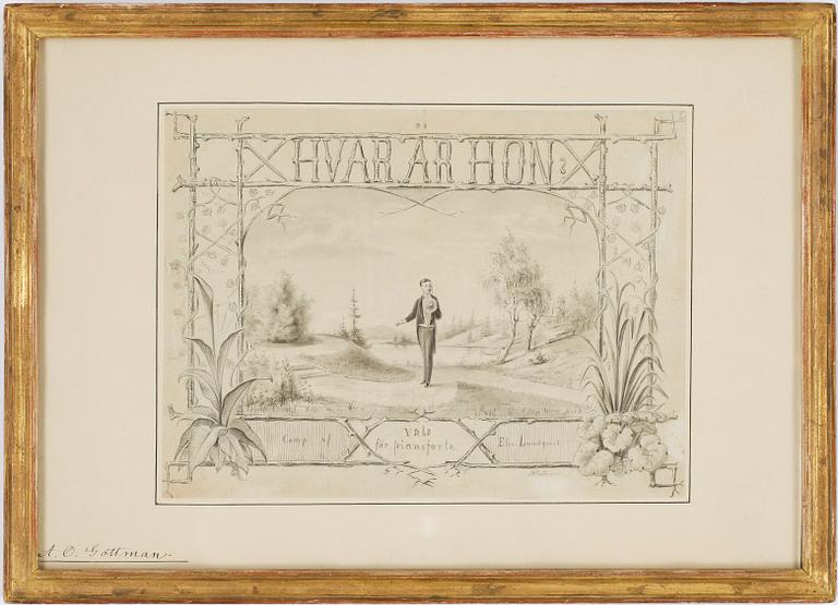 ANDERS OSKAR GOTTMAN, blyertsteckning. Signerad.