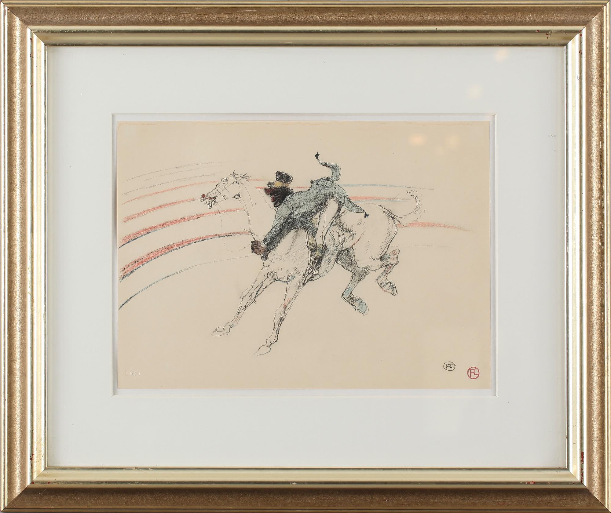 HENRI DE TOULOUSE-LAUTREC, efter, mapp med 17 st litografier, "Au Cirque", Librarie de France, 1900-tal.