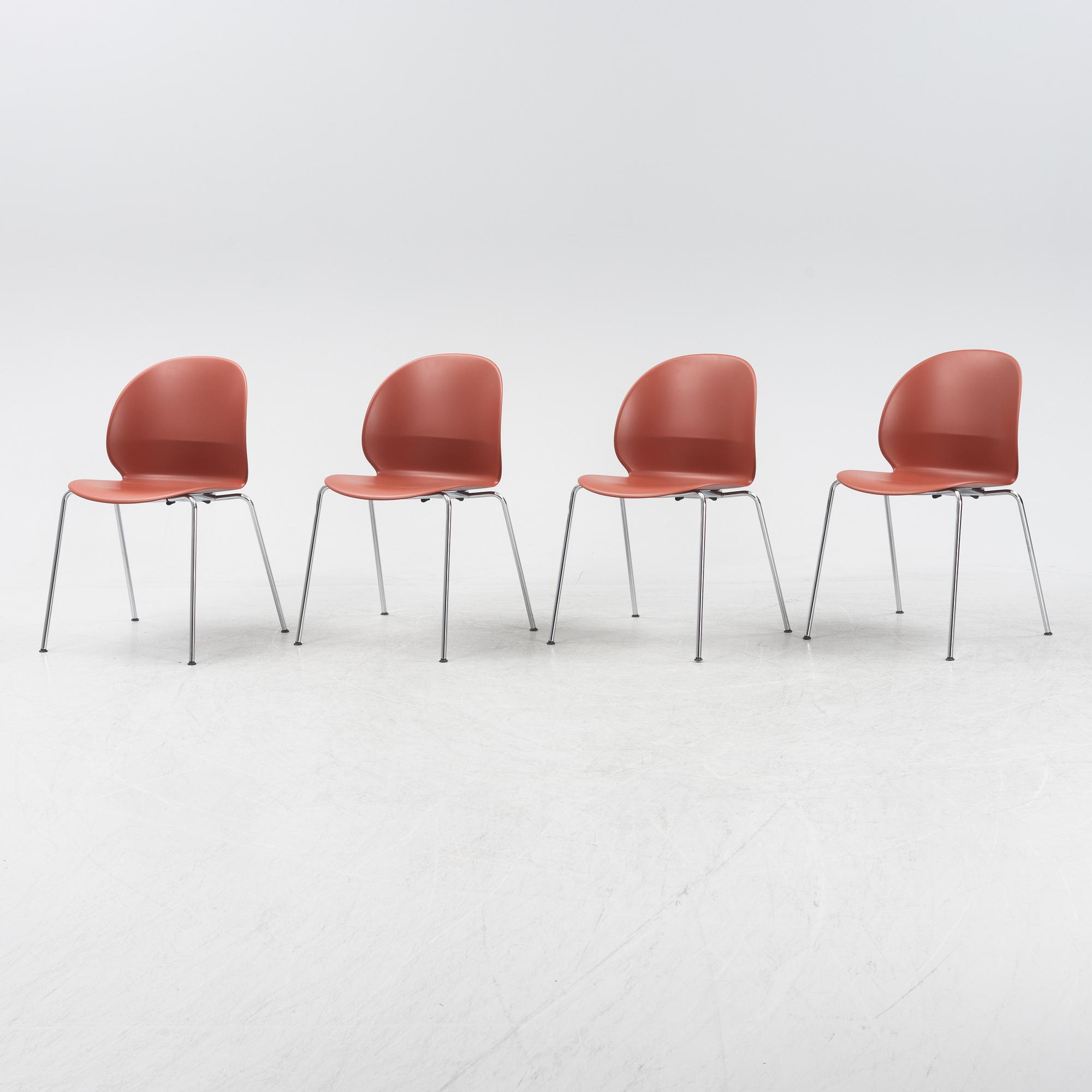 Nendo, a set of four model 'N02-10 Recycle' chairs, Fritz Hansen, Denmark, 2020.
