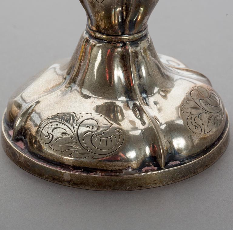 LJUSSTAKAR, ett par, silver, Emanuel Forsman, Växjö, 1850.