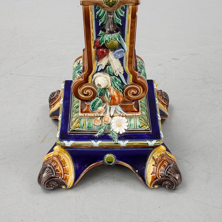 A ca 1900 majolica pedestal.
