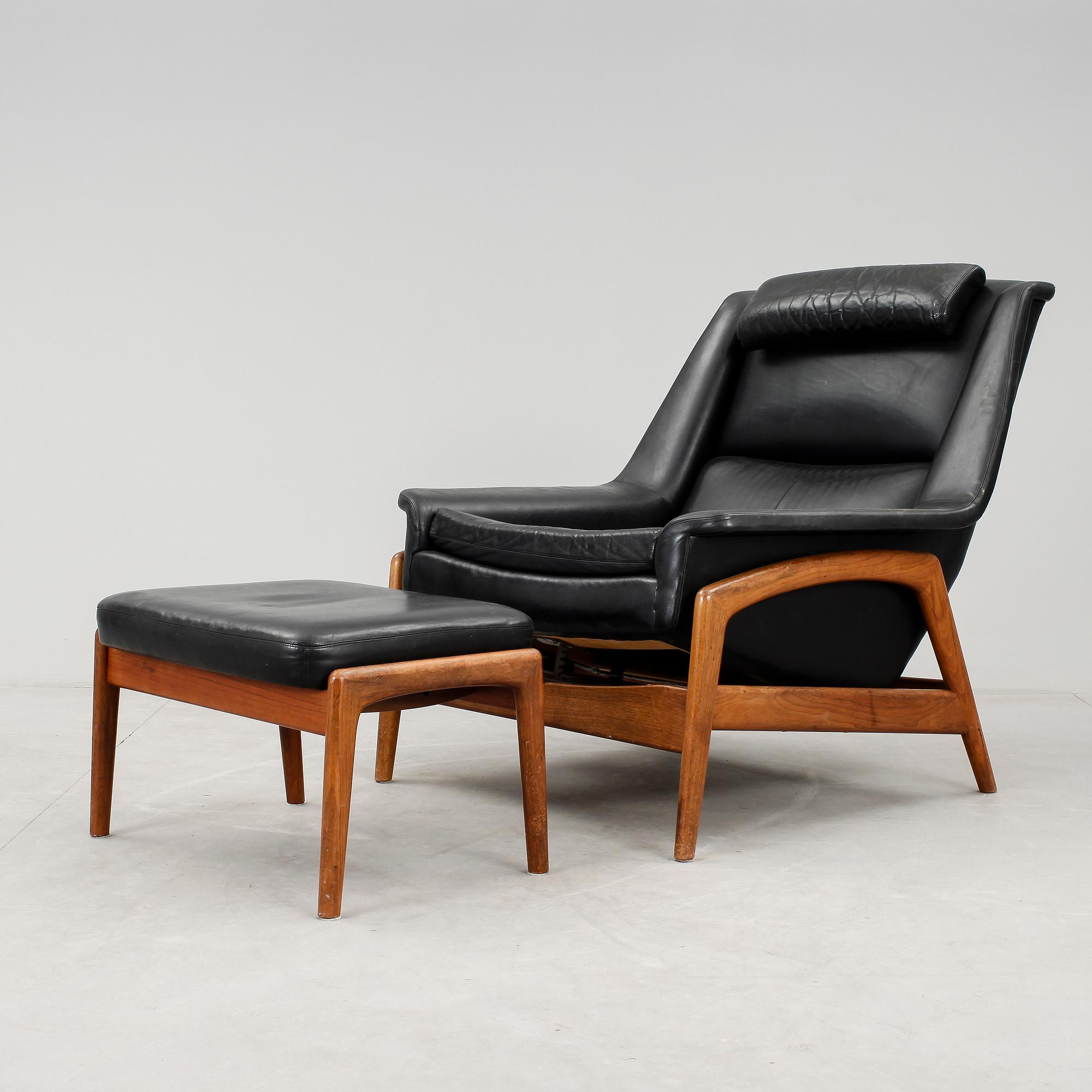 FÅTÖLJ OCH FOTPALL, "Profil", Folke Ohlsson, Dux, 1960-tal.