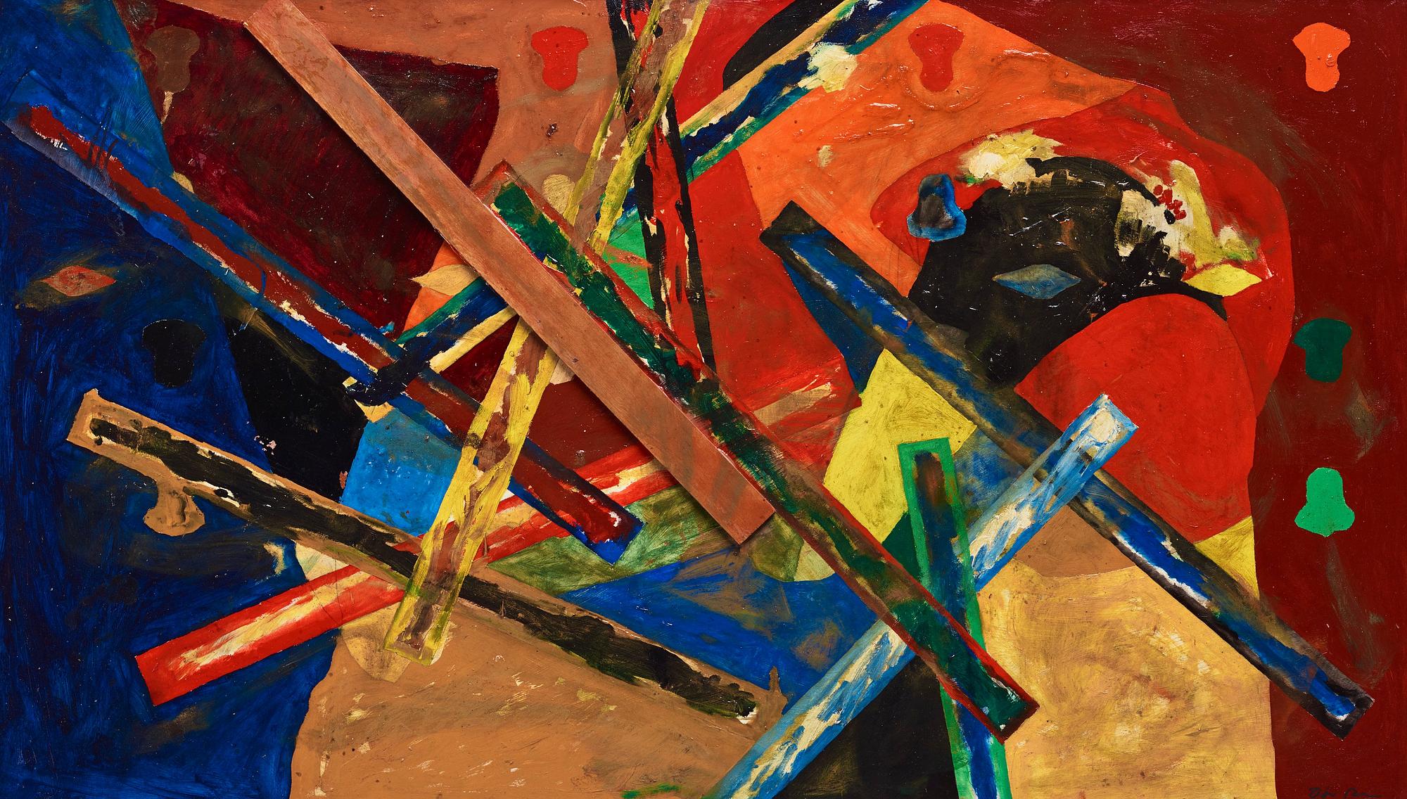 Dick Bengtsson, mixed media on canvas, signed and executed in 1986.