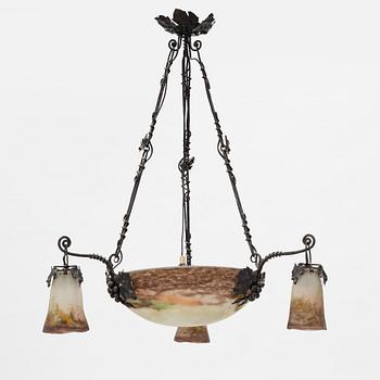 An Art Nouveau ceiling lamp from Muller Frères, Lunéville, France, beginning of the 20th century.