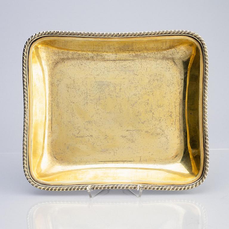 A Swedish parcel-gilt silver dish, mark of Johan Petter Grönvall, Stockholm 1829.