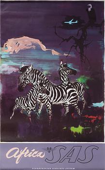 Otto Nielsen, a vintage 'Africa SAS Scandinavian Airlines System' poster, Denmark, circa 1958.