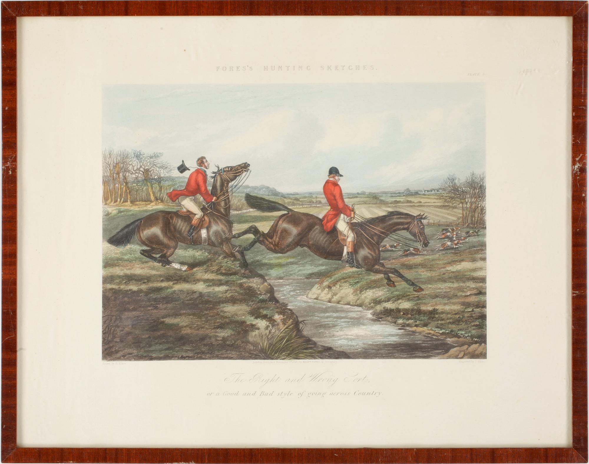 GRAVYRER, ett par, "Fores hunting sketches", England, 1800-talets slut.