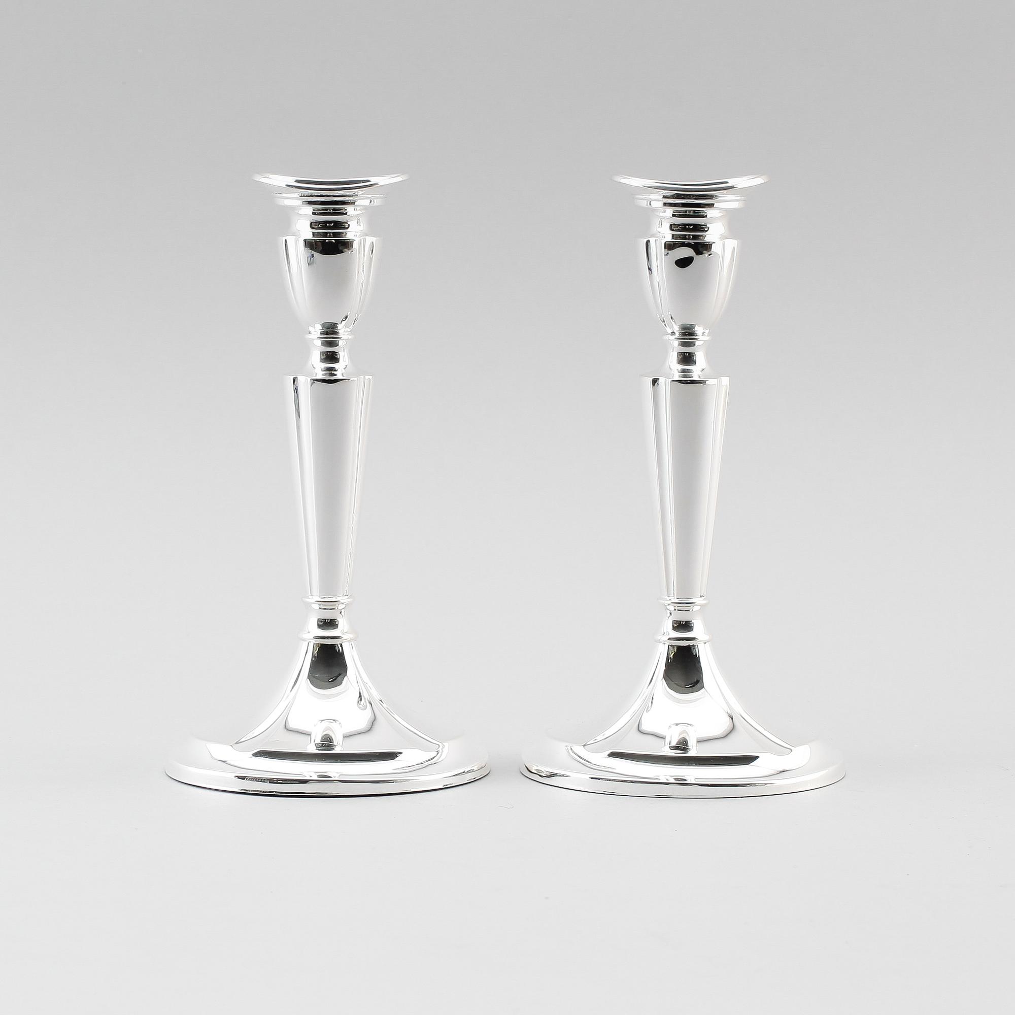 LJUSSTAKR, 1 par, sterlingsilver, Danmark, 1900-talets andra hälft.