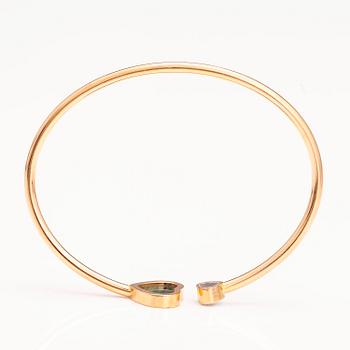 CHOPARD. A 18K gold bracelet "Happy hearts" with a diamond and malakite. Marked 857482, 6508783 and Made in Germany.