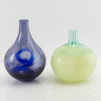 Gunnel Sahlin, vases 2 pcs Kosta Boda signed.
