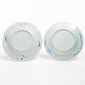 Eleven blue and white porcelain plates, China, Qing dynasty 18th century.