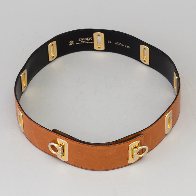 A brown leather belt.