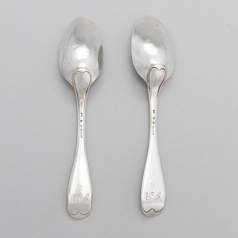 ANDERS FREDRIK WEISE, A pair of late 18th-century silver spoons, mark of Weise, Stockholm 1795.