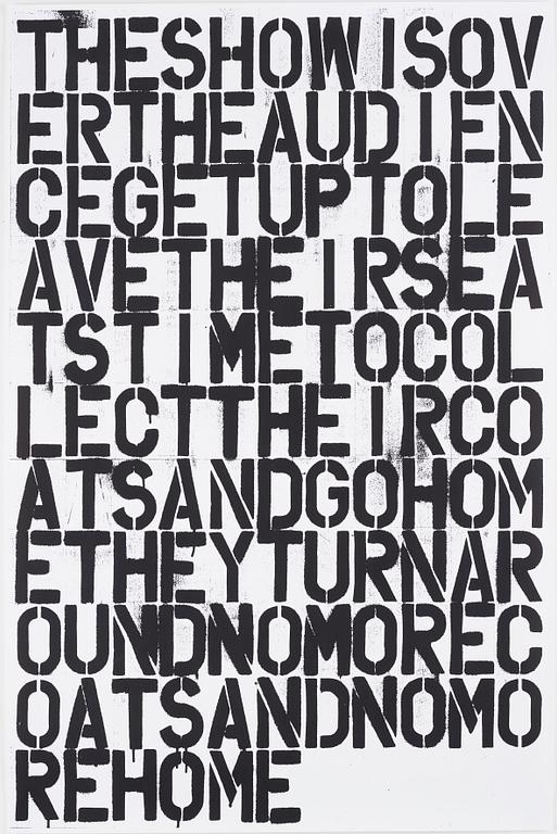 Christopher Wool and Felix Gonzalez-Torres, "Untitled (The Show is Over)".