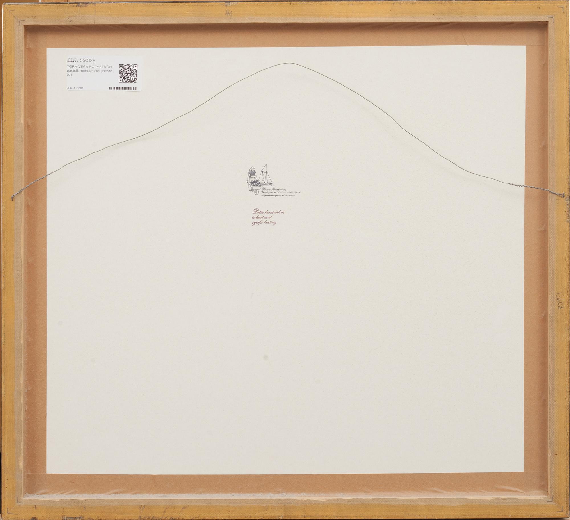 TORA VEGA HOLMSTRÖM, pastell, monogramsignerad.