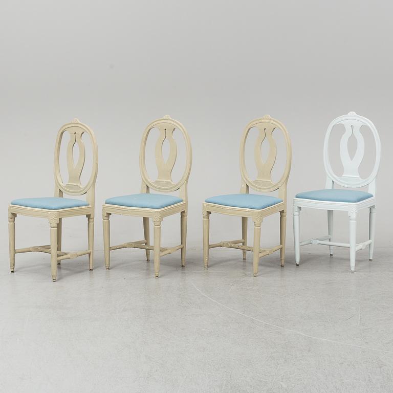 Four Gustavian chairs, early 19th century.