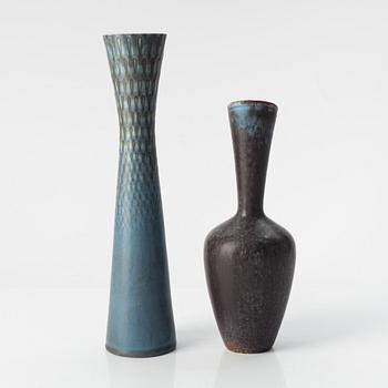 Carl-Harry Stålhane, a stoneware vase, Rörstrand, and Gunnar Nylund, a stoneware vase, Rörstrand.