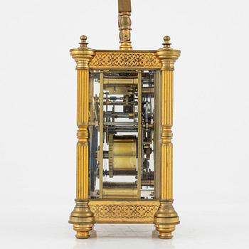 A brass carriage clock, 20th Century.