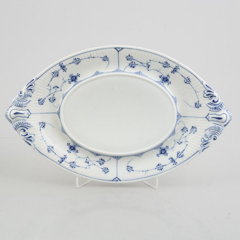 A 'Blue Fluted Plain' / 'Musselmalet' tureen with cover and stand, Royal Copenhagen, 19th century, stand 20th century.