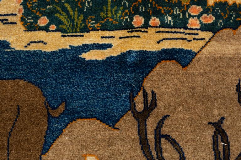 A rug, semi-antik Kashan figural, ca 216 x 133,5 cm.