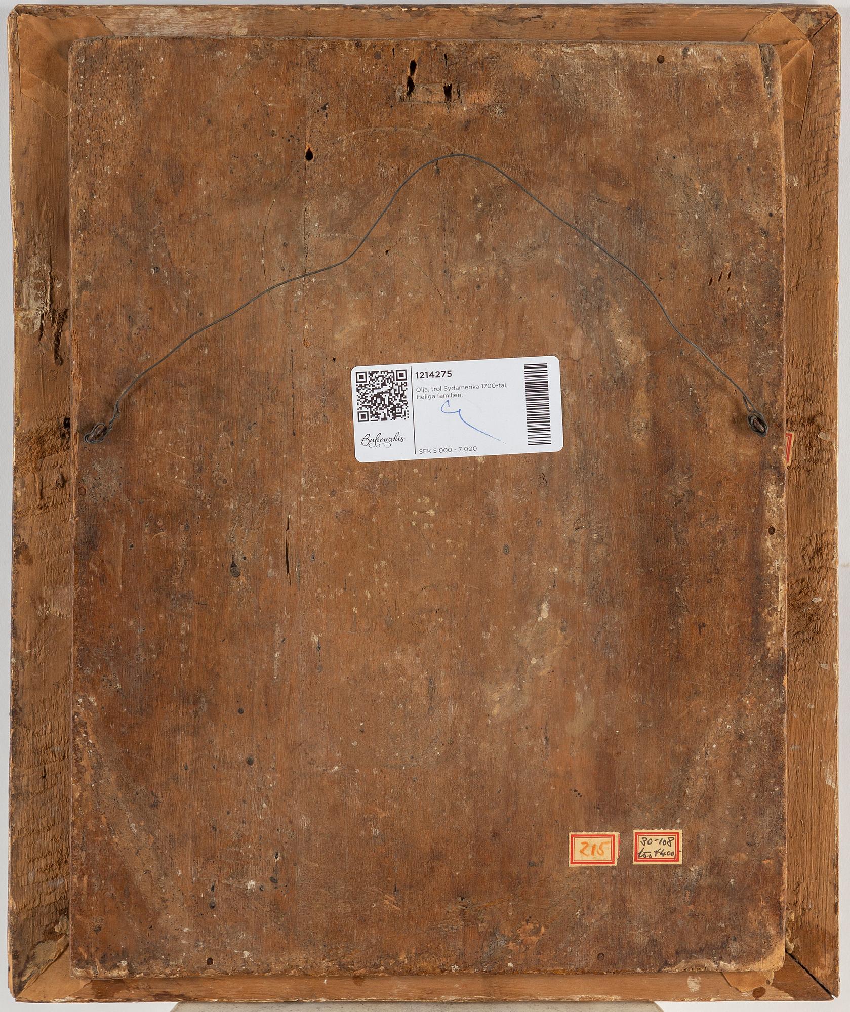 UNKNOWN ARTIST, 18Th Century, probably South America, oil on panel.