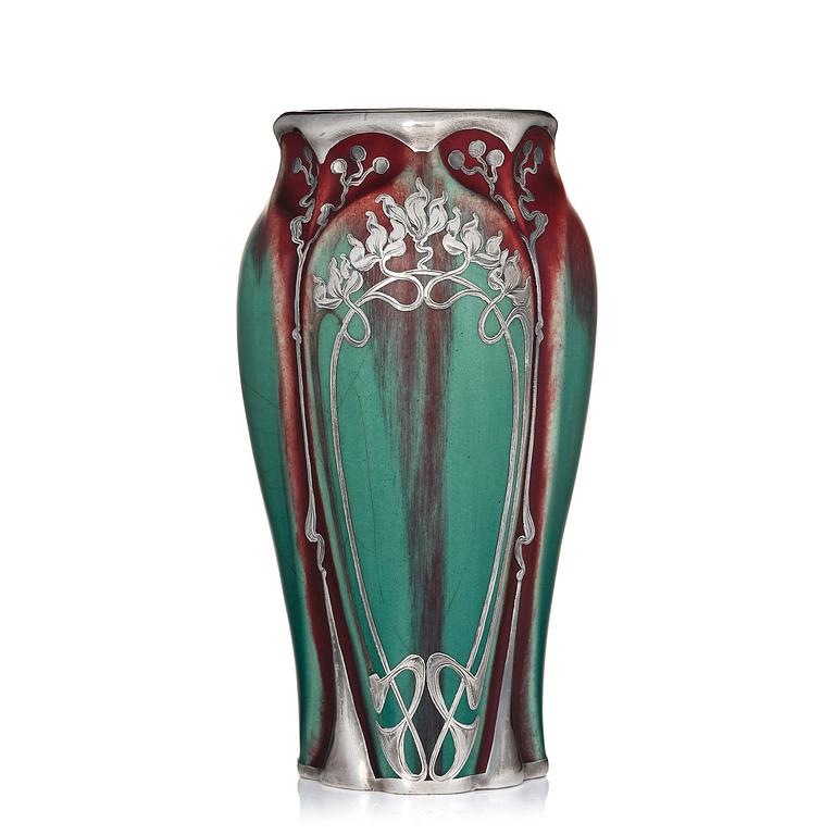 Eugene Baudin, an Art Nouveau glazed ceramic vase, France.