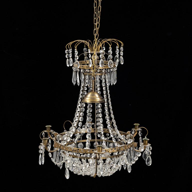 A Gustavian style chandelier, end of the 20th Century.