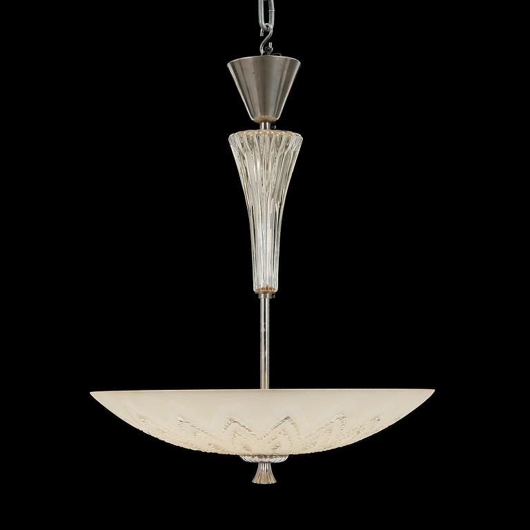 TAKLAMPA, Orrefors, omkring 1900-talets mitt. Höjd ca 63 cm.