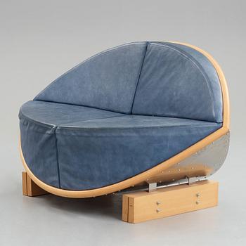 Sigurdur Gustafsson, a "Keflavik", beech, steel and leather sofa, Källemo, Sweden post 2000.