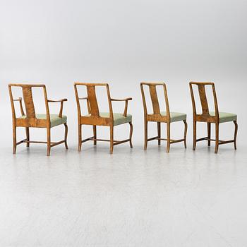Carl Malmsten, Armchairs a pair, chairs a pair, "Haga", Nordiska Kompaniet, 1920s.