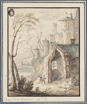 OKÄND KONSTNÄR 1600-TAL. Påskrift 'Daniels de Malinas'. (2). Akvarell och tusch, vardera 12 x 9,5 cm.