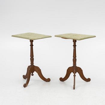Lamp table/ folding table, a pair, 19th century.