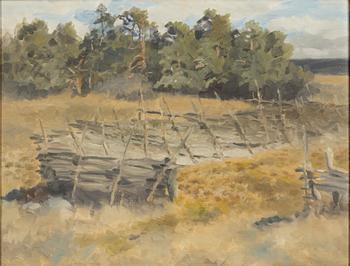 Bruno Liljefors, Vårlandskap med gärdesgård.