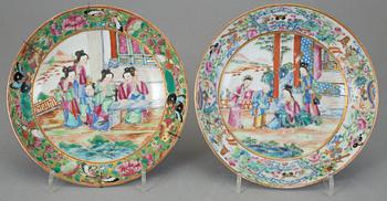 FAT, 2 st, samt VAS, sk kantonporslin, Kina, 1800-1900-tal.