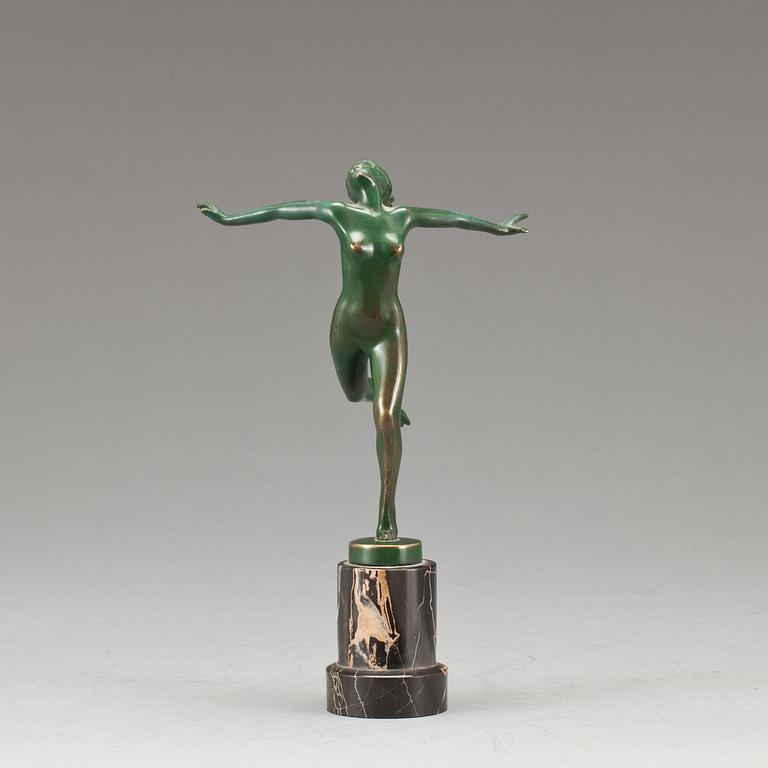 JOSEF LORENTZL, skulptur, signerad, grönpatinerad, brons.
