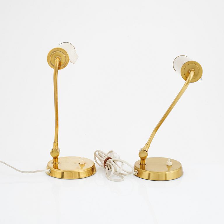 A pair of brass table lights, Falkenbergs belysning, second half of the 20th Century.