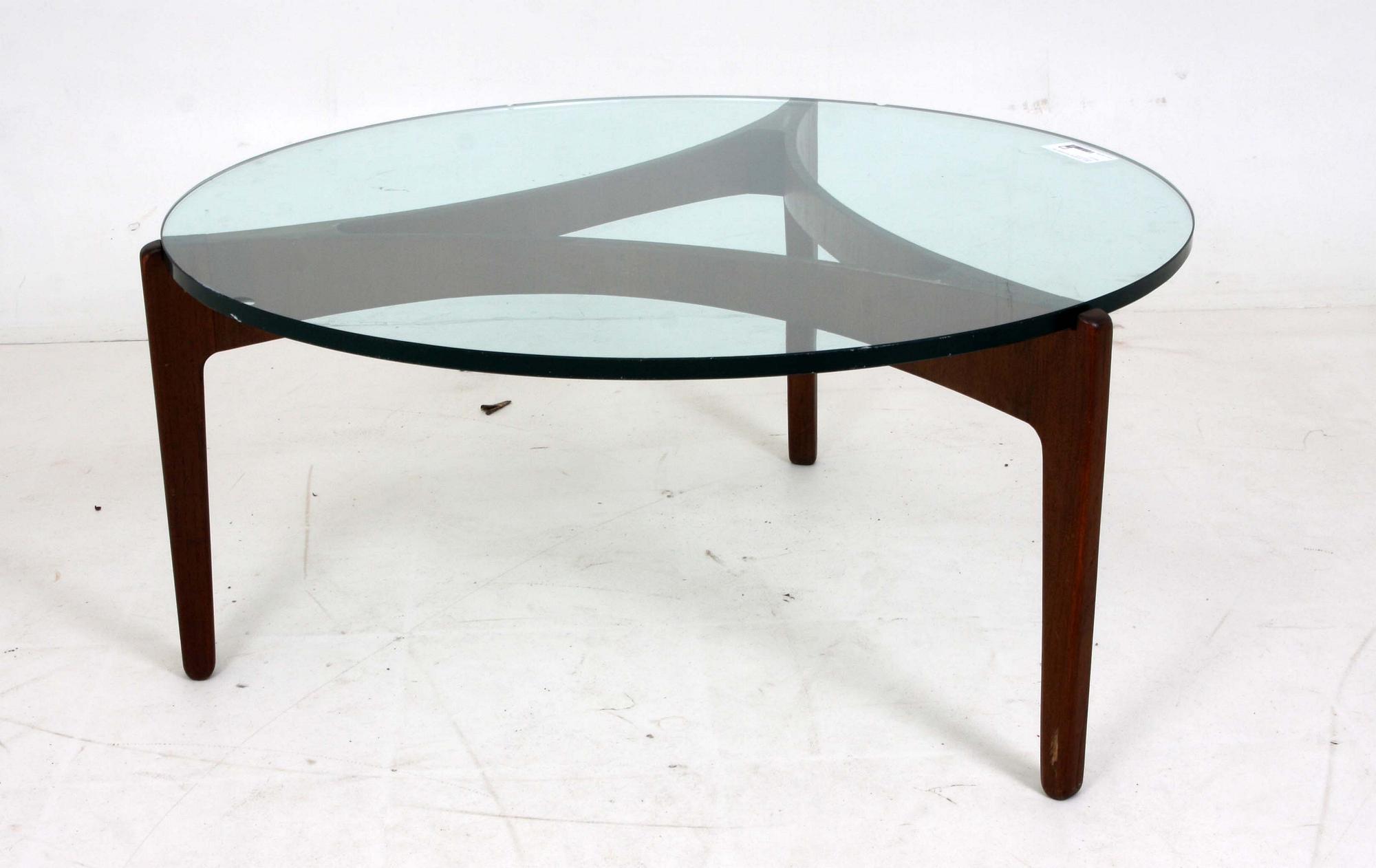 SOFFBORD, Sven Ellekaer, teak med skiva av glas.