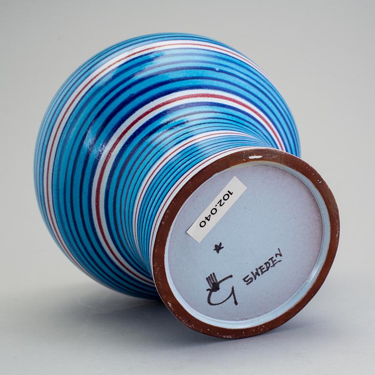 STIG LINDBERG, a faience vase, Gustavsberg 1960s.
