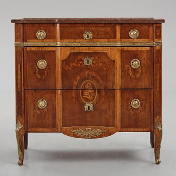 A Gustavian rosewood parquetry and ormolu-mounted commode by J. Hulsten (master in Stockholm 1773-94).