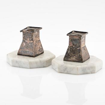 Märta af Ekenstam, ljusstakar, ett par, silver, Malmö, 1919.