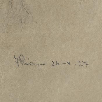 JOHANNES RIAN, drawing on paper, signed and dated 26-4 -27.