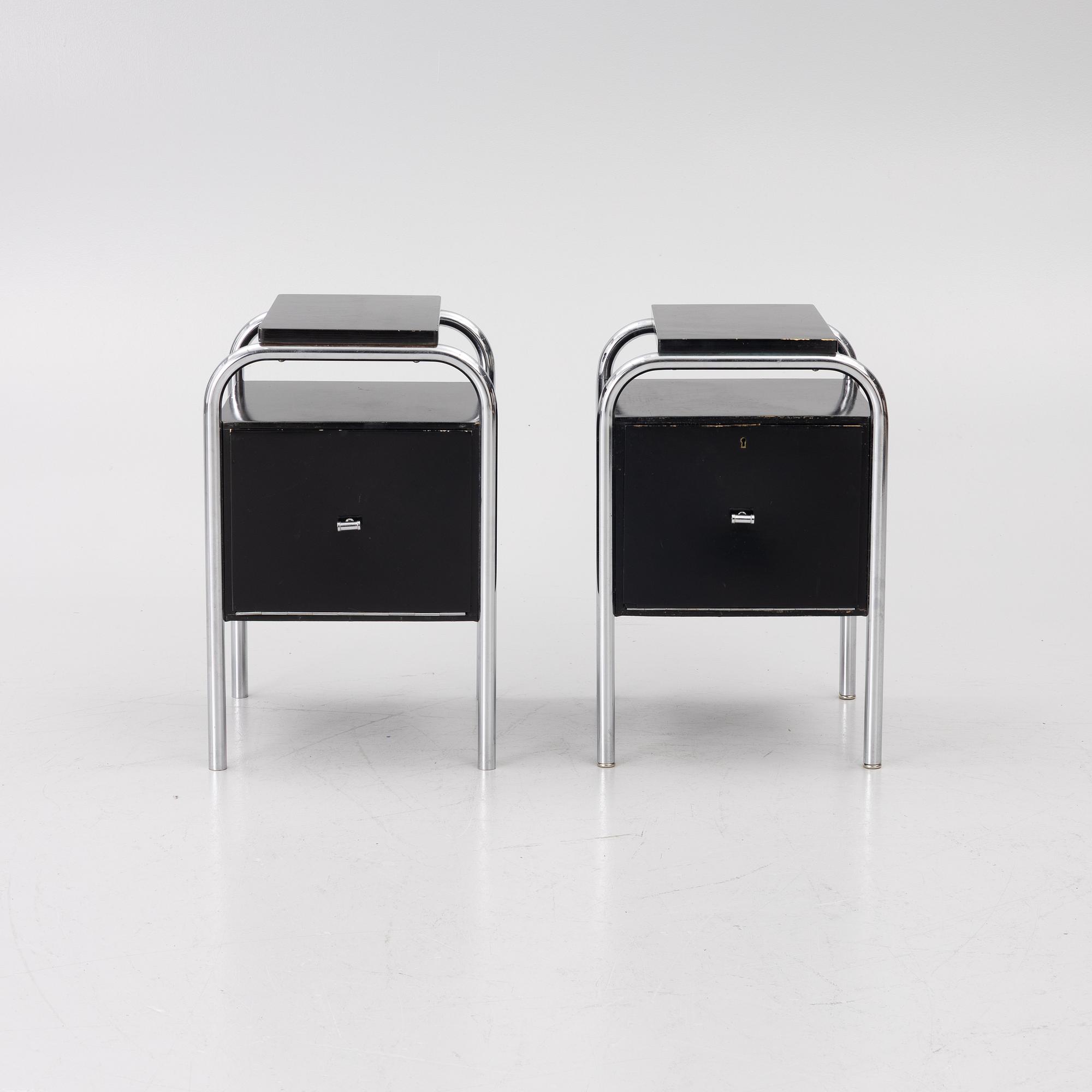 Pair of bedside tables, Functionalist, 1930s.