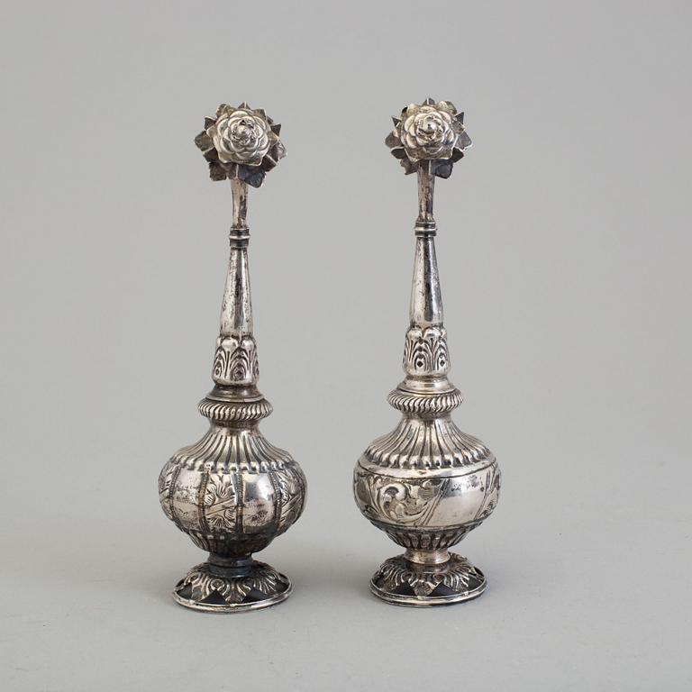 A pair of silver water sprinkler, late 19th century.