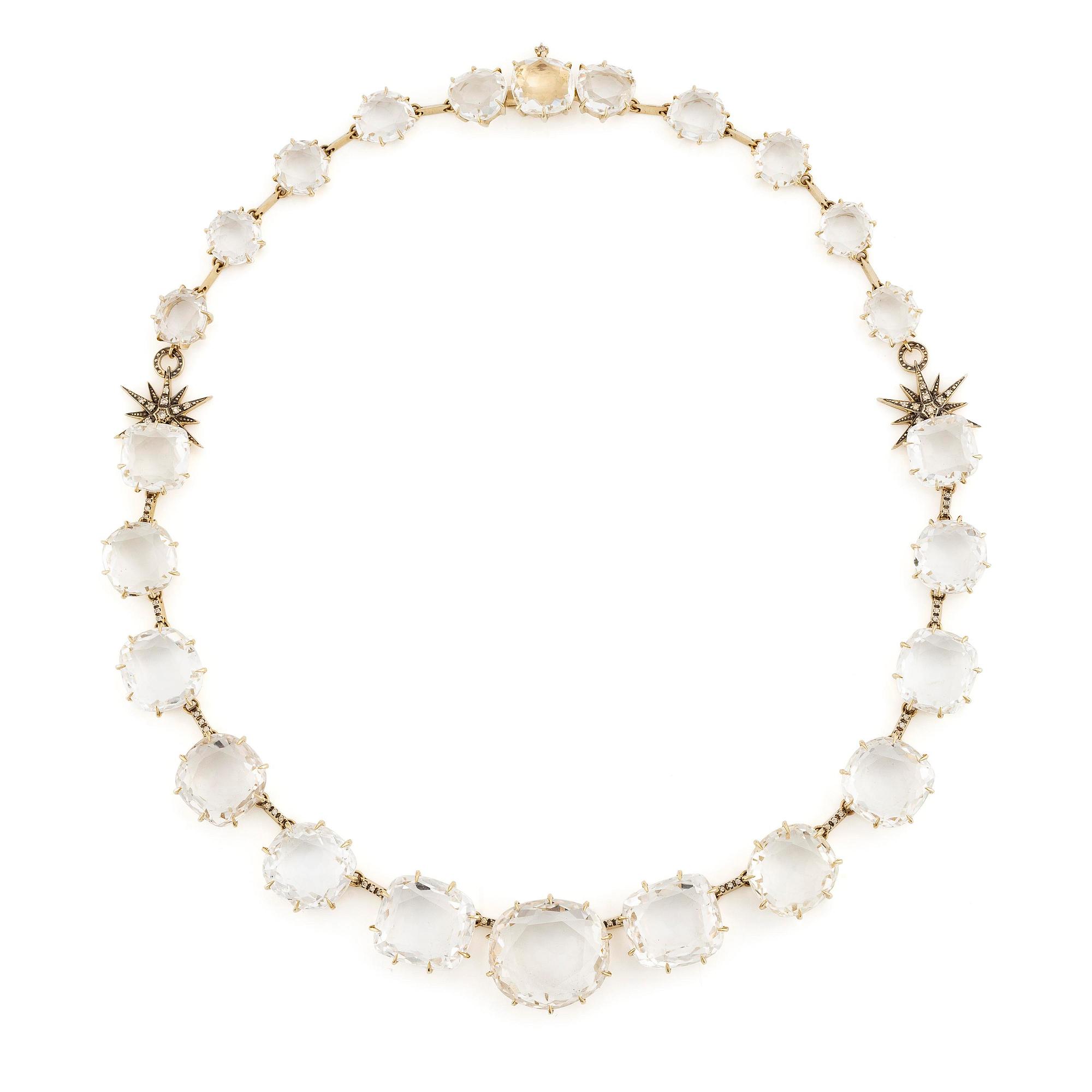 H.Stern collier "Moonlight"  18K guld med fasettslipad bergkristall och runda briljantslipade diamanter.