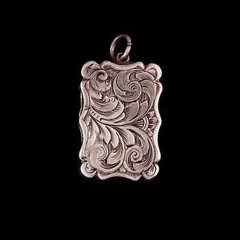 HÄNGE / DOFTDOSA, sterling silver, Sheffield, 1800-tal, luktdosa. graverat dekor.