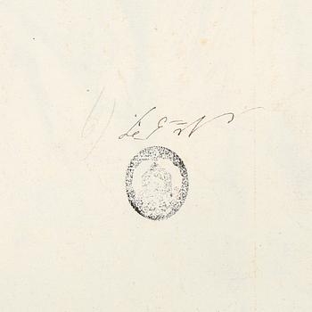 OKÄND KONSTNÄR, teckning, stämpelmärkt á tergo, 1700/1800-tal.