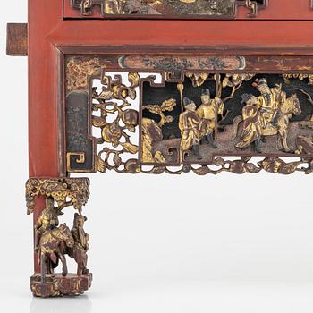 A finely carved wooden panel/part of an interior, Qing dynasty, 19th Century.