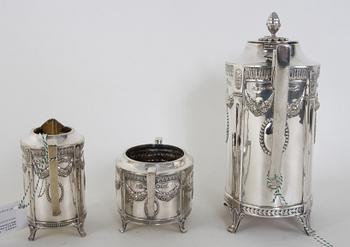 KAFFESERVIS, 3 delar, nysilver, empirestil, C.G. Hallberg.